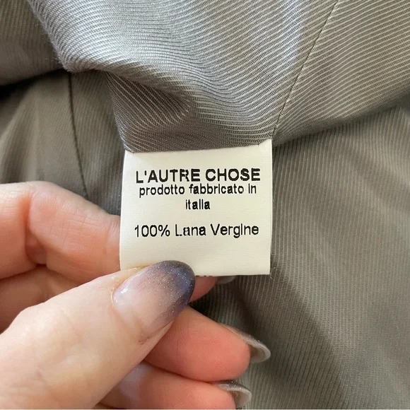 L’Autre Chose Black Virgin Wool Zipper Front Short Trapeze Jacket EUC Size 42/L - Picture 7 of 10